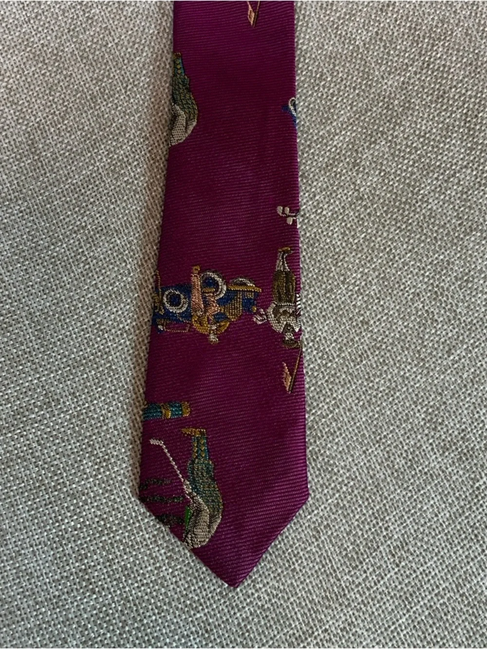 Nautica Golf Silk Tie Burgundy USA Woven England